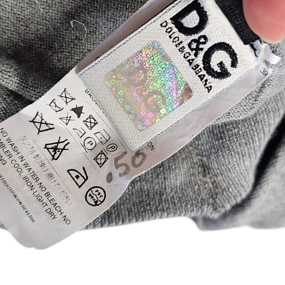 Dolce & Gabanna D&G Short Sleeve Silk Cotton Button Up Cardigan, Gray, 50 / US L - Picture 3 of 12